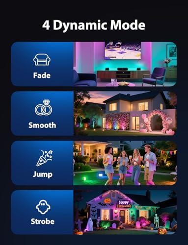 Onforu RGBW Flood Lights Outdoor with Remote, Wired 6 Pack in 1 Cord Color Changing LED Landscape Lights, IP65 Waterproof Uplights for Events, Uplighting for Halloween Christmas Garden Yard Party - Image 4