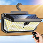 LUHLEE Hook Installation Solar Outdoor Lights,Hanging Solar Lights for Fence,6000K 526LEDs Bright Motion Sensor Light with 270° Wide & 3 Modes and Remote for Yard,Patio,Garden (1) by LUHLEE