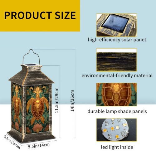 Solar Lantern Mid Century Stained Glass Sea Outdoor Waterproof Garden Hanging Lantern Solar Powered Lighting Outside Solar Light for Patio Yard Camping, Gifts for Women Mom - Image 2