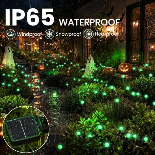 Solar Halloween Lights(6Pack 60LED), Green Outdoor Halloween Decor - Image 4