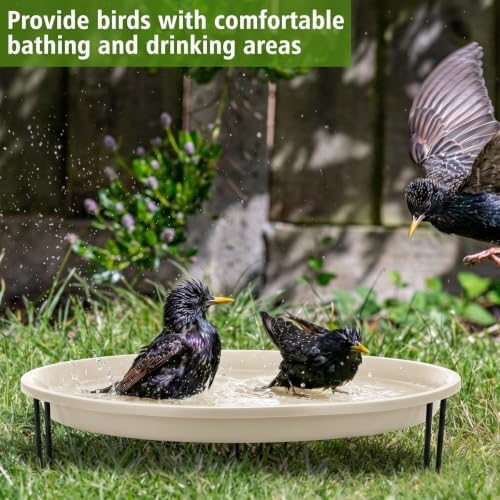 14.37'' Ground Bird Bath for Outside Large Bird Bath, Milky White - Image 4