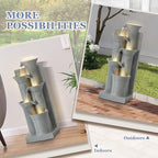 Grepatio Outdoor 5-Tiers Cascading Water Fountain, Garden Waterfalls Fountain with LED Lights, 24" H Modern Indoor Floor Standing Water Fountains with Pump for Patio, Yard, Deck Decor (Light Grey) - Image 5
