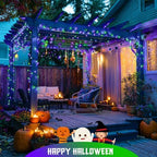 JMEXSUSS 2 Pack Solar Halloween Lights, Total 200LED 66FT, Purple and Green - Image 5