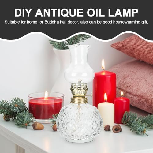 Vintage DIY Kerosene Lamp with Wick, Glass Base Xmas - Image 4