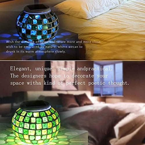 Solar Outdoor Table Lamp, Solar Powered Mosaic Glass Ball Garden Lights Waterproof Color Changing Mood Night Lights (L) - Image 4