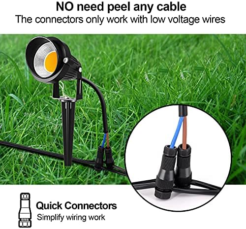 ZUCKEO 10W Low Voltage Landscape Lights LED Landscape Lighting with Connectors 12V Waterproof Outdoor Landscape Spotlights Floor Yard Lawn Best Garden Lights 1000LM Warm White (10Pack with Connector) - Image 4