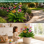 TOMBABY Artificial Agave Plants Outdoor 23.6 Inch, Large UV Resistant Realistic Fake Agave Succulent with Ground Stakes, Faux Agave Plant for Garden Patio Porch Front Yard Indoor Home Decor - Image 5
