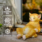 Sleeping Orange Cat Statue Outdoor Garden Decor, Realistic Resin Garden Cat Figurine, Indoor/Outdoor Decor, Heartwarming Memorial Gift for Cat Lovers, Lifelike Feline Sculpture for Patio & Yard - Image 5
