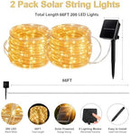 Solar Rope Lights Outdoor Waterproof 2 Pack, 66ft 200 LED Warm White String Lights with 8 Modes, Flexible Clear Tube Fairy Lights Auto On/Off for Garden Patio Fence - Image 5