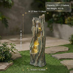 Tree Design Water Fountain Outdoor with LED Lights, 39.4" Tall Cascading Water Feature for Patio, Lawn, Backyard & Garden, Natural Stone Look Resin Outdoor Water Fountain Decor (Tree 39.4" H) - Image 2
