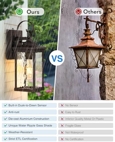 VIANIS Upgraded Dusk to Dawn Outdoor Wall Sconce, ORB Porch Lights Outdoor - Image 4