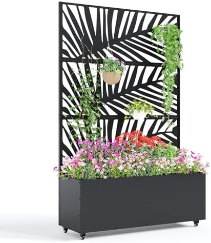Garvee 71"x47"x16" Metal Planter Box with Trellis for Climbing Plants Vines by Garvee