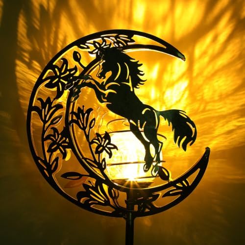 Solar Lights Outdoor Decor Horse Cracked Glass Stake Moon Lights Horse Gift - Image 3