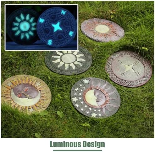 Kunovo Glowing Stepping Stone for Garden, Eco-Friendly Resinous Pavers for Flower Bed Path Walkway Decorative, Dimensional Retro Element Yard Lawn Décor (Size : Style1), 58741 - Image 4