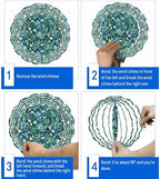 Dark Green Flower Wind Spinner for Garden Yard 12In, Spring Blue Yellow Floral Country 3D Stainless Steel Kinetic Hanging Wind Spinners Rustproof Outdoor Decor for Lawn Patio Home - Image 5