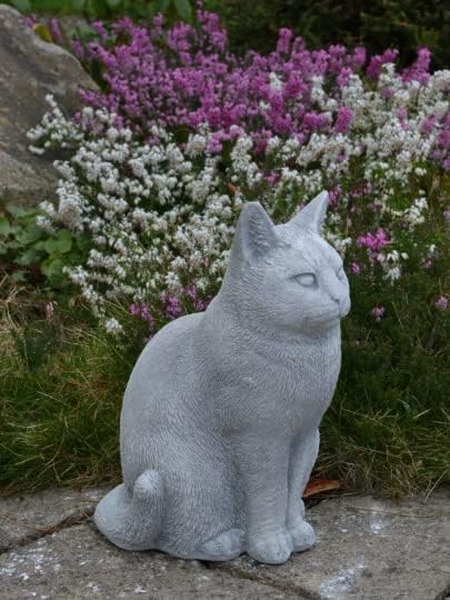 Cat Garden Statue Cat Memorial Indoor Outdoor Sculpture Cement Cat Figurine Kitten Stone Figure Concrete Backyard Lawn Decor - Image 3