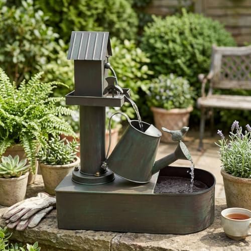 3-Tier Outdoor Fountain 23" Rustic Waterfall Garden Patio Decor by ROARLITEE