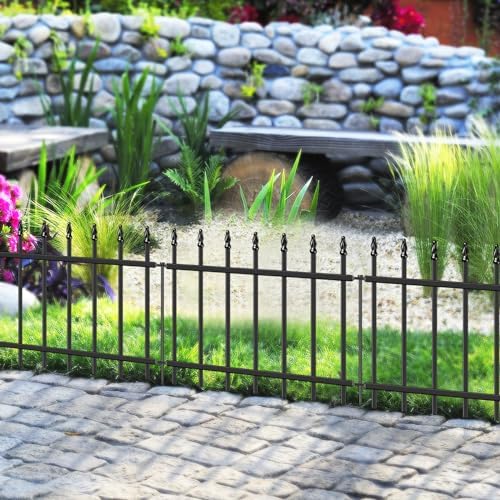 Decorative Metal Garden Fence 18" x 10', Small Fence Border with Stakes by FOREHOGARGARDEN%EF%BC%86HOME