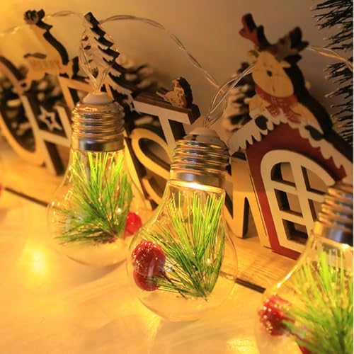 CAKERS Christmas Tree Decor Hanging String Lights|Creative PVC Clear Light Bulb Modeling Led Copper Wire Lights for Party Wedding Birthday Decor,D,5m(16.4ft)-20LED-Solar - Image 4