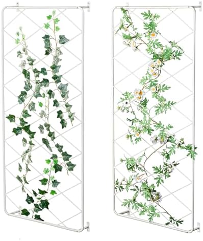 MyGift Wall Garden Trellis, White Metal Lattice Panels Set of 2 - Image 6