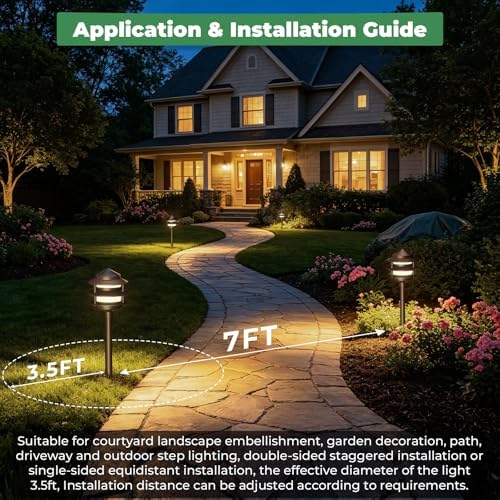 Gardencoin Pagoda Low Voltage Landscape Pathway Lights, 12V Outdoor LED Path Lights Wired, Aluminum Walkway Lighting with 4W 2700K Replaceable G4 Bulb, Bronze Classic 3-Tier Lantern, 6 Pack - Image 6