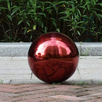 10 inch Diameter Red Gazing Ball,Red Stainless Steel Polished Reflective Smooth Garden Sphere Globe Mirror,Colorful and Shiny Addition to Any Garden or Home - Image 3