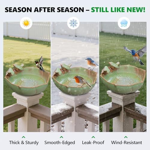 Ceramic Bird Bath for Outdoors, 10.1" Ground Ceramic Bird Baths Bowl for Outside, Garden Bird Baths Weather Resistant, Birdbath for Deck, Balcony, Lawn - Image 3