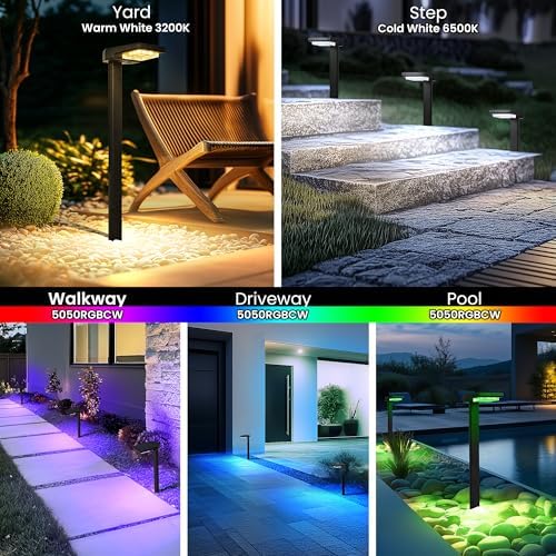 AUDERWIN Solar Pathway Lights Outdoor, Smart Color Changing 9-in-1 Modes - Image 3