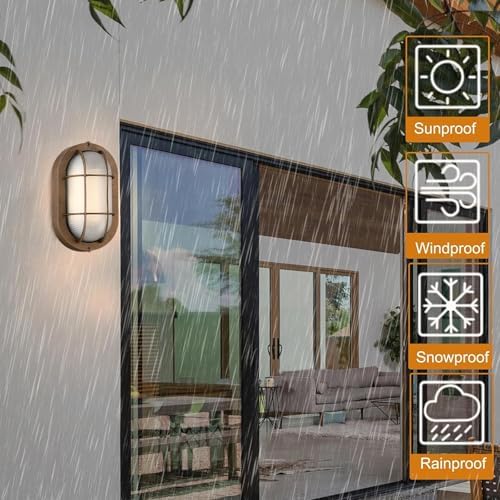 WISBEAM 2 Pack LED Bulkhead Light Bronze, Outdoor LED Wall Light for House, Dimmable, 6W Replace 60W, 450 Lumen 3000K Daylight White 80CRI, Waterproof, ETL Rated - Image 3