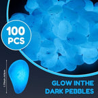 Landical 100 Pcs Large Glow in The Dark Rocks 1.8 Inch Garden Stones,Blue - Image 2