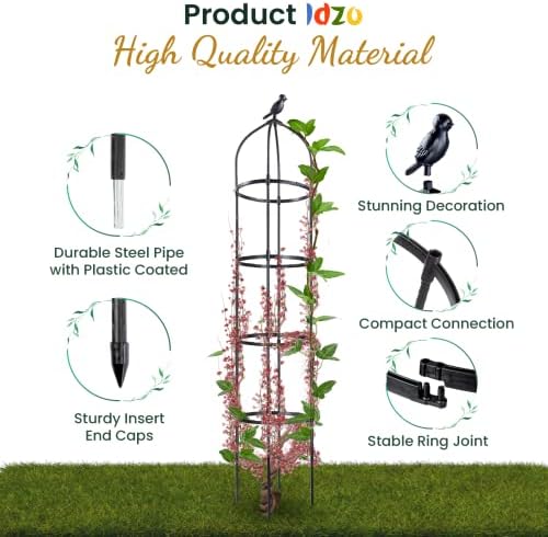 Idzo Plastic Obelisk Trellis for Climbing Plants Outdoor 5.8 Feet Tall, 70in Garden Trellis for Garden Outdoor Potted Plant Support, 1pc, Obelisk Trellises _ Plastic Coated - Image 2