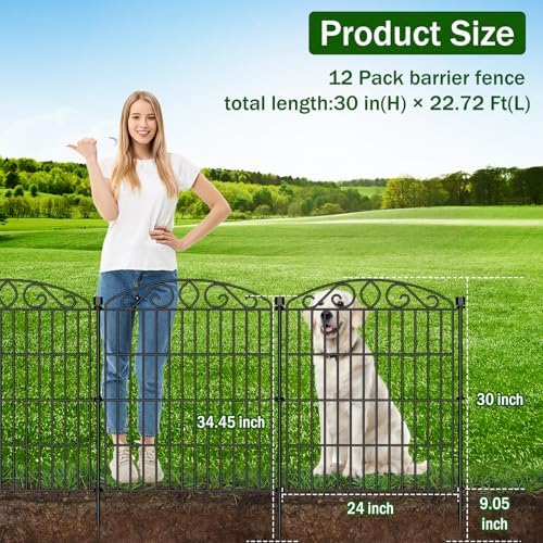 12 Panel No Dig Decorative Garden Fence with Gate 30" H x 22.72'L for Dogs - Image 2