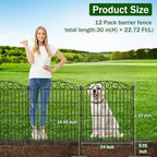 12 Panel No Dig Decorative Garden Fence with Gate 30" H x 22.72'L for Dogs - Image 2