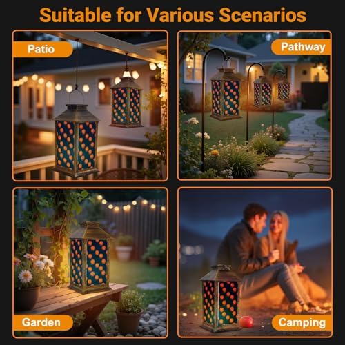 Solar Lantern Outdoor Garden Hanging Lantern Basketball Dark Blue Waterproof Solar Powered Lighting Outside Table Lamp for Patio Deck Yard Camping - Image 5
