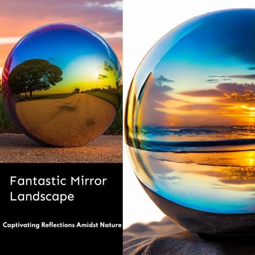 12 Inch Stainless Steel Gazing Globe,v2croft Hollow Ball Mirrored Surface Polished Shiny Sphere,Garden Stainless Steel Gazing Ball for Outdoor Lawn Pond Yard Ornament(rainbow) - Image 7