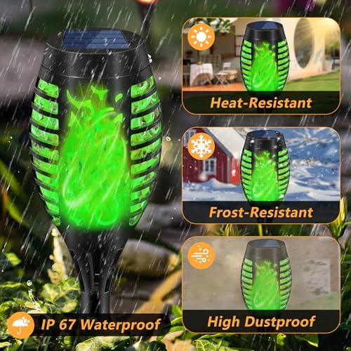 Solar Torch Lights for Garden Decor, 4 Pack 12 LED Solar Lights for Outside & 20.5'' Waterproof Solar Lights, Flame Torch Solar Lights Outdoor for Patio Path Yard Decorations - Image 5