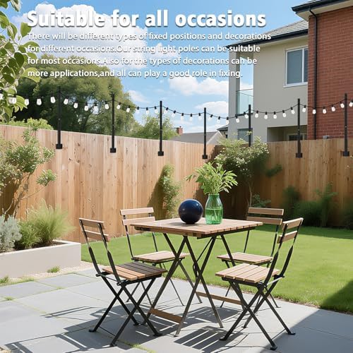 LETIANPAI 2.8Ft String Light Poles 4 Pack,Light Poles for Outside Lights,Outdoor with Fence Brackets Hanging Lights,Metal Stand Deck Patio Backyard - Image 4