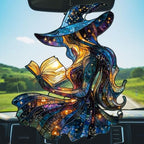 Cute Witch Reading Books Acrylic Suncatcher - Image 5