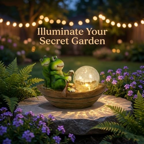 Rezpuao Garden Statue of Frog,Garden Decor Frog Figurine,Frogs Outdoor Statue,Solar Decor for Patio,Balcony,Yard,Lawn Ornament - Image 3