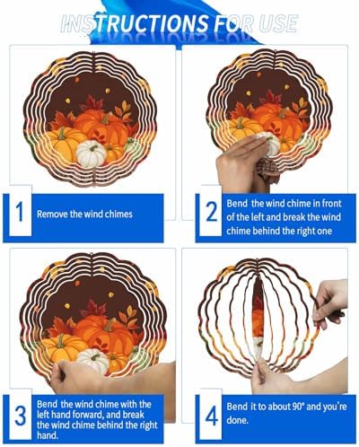 Fall Wind Spinner Orange Pumpkin Maple Leaf Stainless Steel Spinner for Yard and Garden Hapyy Fall Y'all Wind Sculptures 12 Inch 3D Crafts Ornaments Hanging Fall Wind Spinner for Outdoor Indoor Decor - Image 6