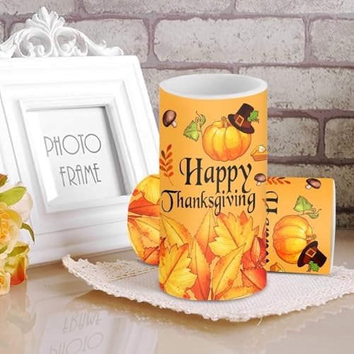 Happy Thanksgiving Day Pumpkin Battery Operated Flameless Candles with Timer Remote LED Candles Flickering for Fall Theme Home Party Banquet Decorations - Image 3