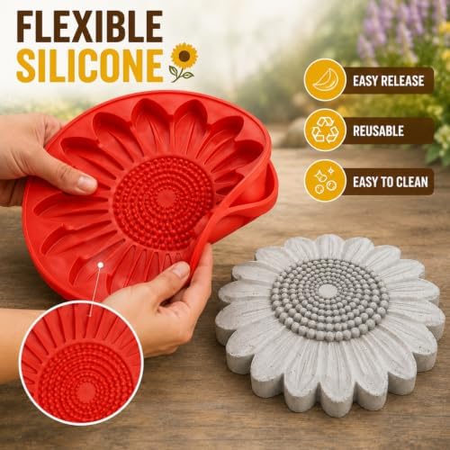 Concrete Stepping Stone Molds, 15 Inch Round Garden Paver Mold，Honey Bee - Image 4