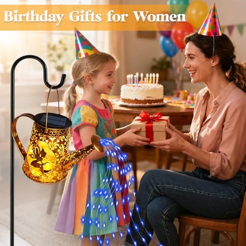 Solar Watering Can Lights, Fairy Gifts for Mothers Day Women Mom Grandma Birthday, Waterproof Outdoor Garden Decor Large Hanging Solar Lantern Fairy Lights for Patio Porch Flowerbed Pathway (Blue) - Image 7
