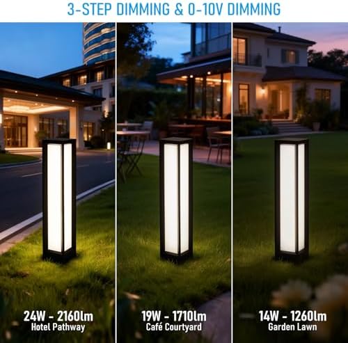LEONLITE 5CCT 32" LED Bollard Pathway Lights Wired, 14W/19W/24W, 120V-277V - Image 3
