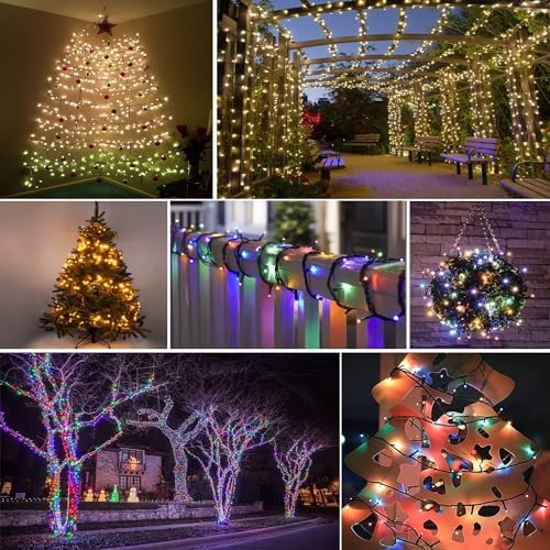 Solar Christmas lights Outdoor 2 Pack 480 LED Warm White to Multicolor - Image 3
