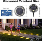 vighep 12 Pack Solar Ground Lights, 2.8 inch Flat Solar Light Outdoor Waterproof, Anti Rust, Low Profile Led Solar Powered Disc Lights Landscape Lighting for Yard,Walkway,Lawn,Path - Warm White - Image 5