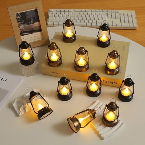 6 inch Retro Lantern LED Candle Lanterns Indoor Decor Lantern Outdoor Hanging Lanterns 12 Pcs Decorative Lantern for Wedding Decor, Halloween, Christmas and Various Holiday Parties. (Black, Large) - Image 2