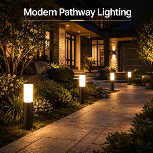 Outdoor Wired Bollard Light, Black Stainless Steel Cylinder Lamp - Image 6