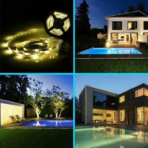Solar LED String Lights Outdoor, Warm White 3500k, Solar Powered Garden Strip Lighting for Patio, Yard, Wedding and Party Decoration - Image 7