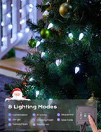 Brightown White Solar Operated C6 Strawberry String Lights, 22.64ft 50 LEDs White LED Christmas Fairy Lights, Solar Christmas Lights Outdoor, Christmas Decorations for Christmas Tree, Garden Decor - Image 4